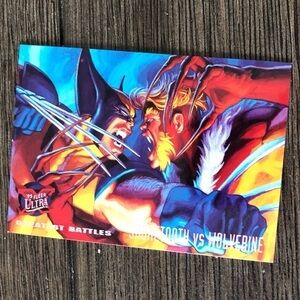 X-Men ’95 Fleer Ultra trading card: Greatest Battles: Sabretooth vs Wolverine